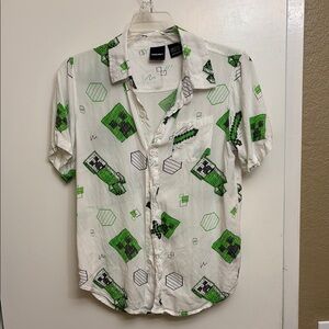 Kids Minecraft button- up short sleeve shirt